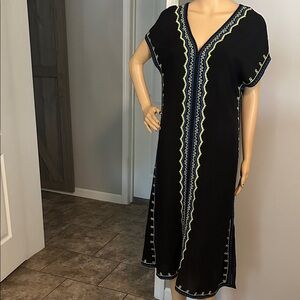 Neiman Marcus Black Maxi Embroidered Dress NWT
